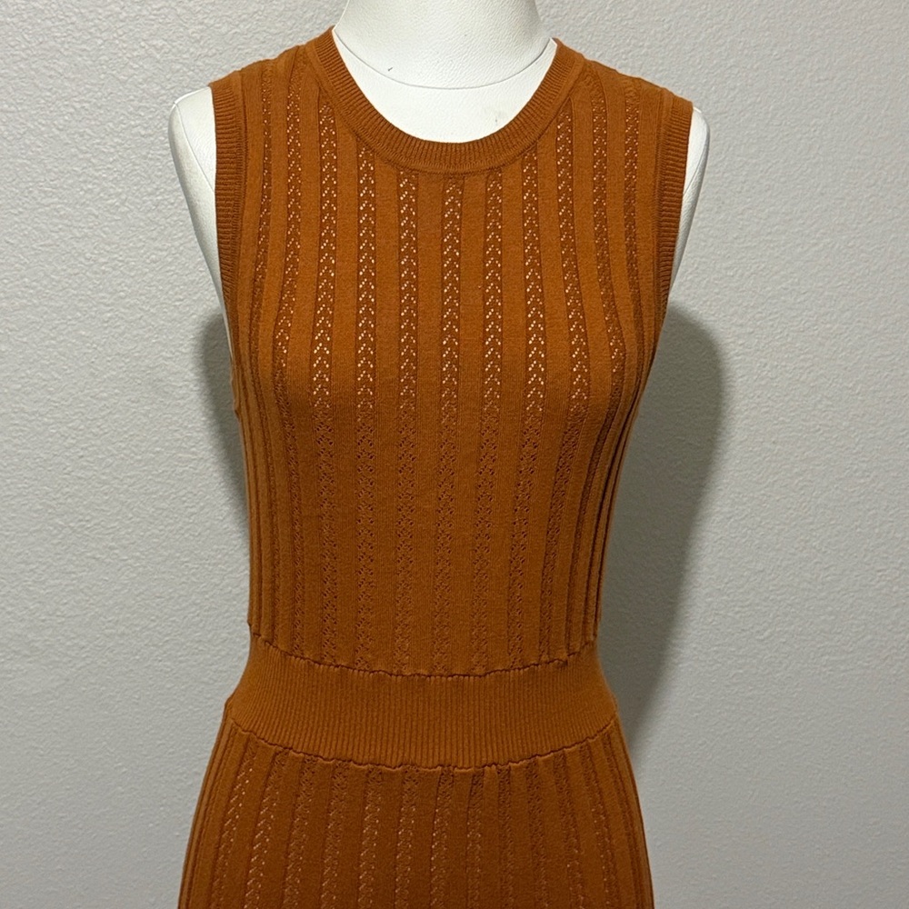 Varley Florian Knit Ribbed Sleeveless Maxi Dress in Burnt Orange - Picture 3 of 8